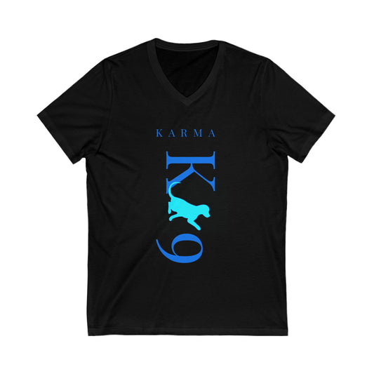 Karma K9 Attention! Unisex Jersey Short Sleeve V-Neck Tee